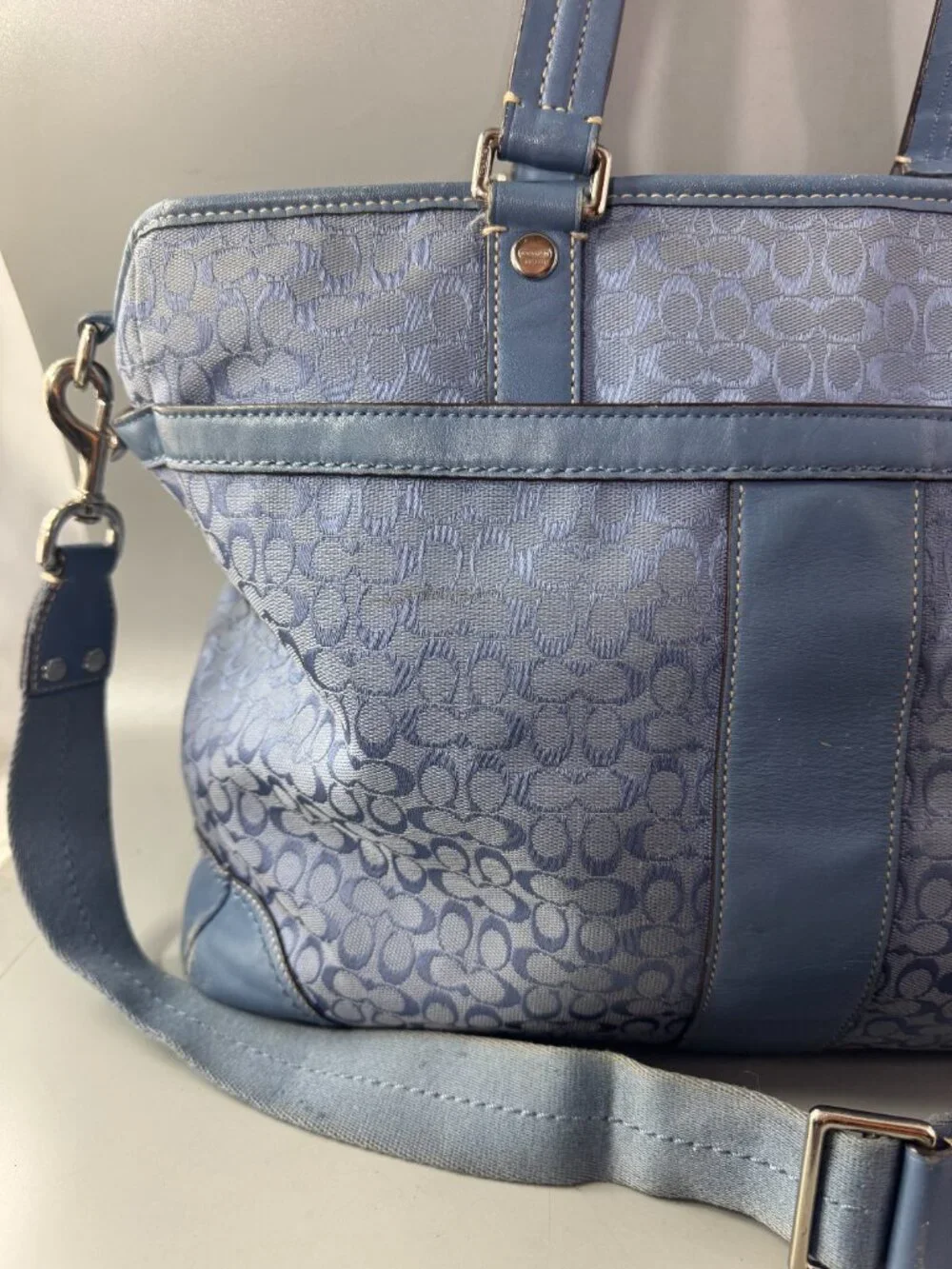 Authentic Coach CC signature Canvas with Leather Diaper Bag